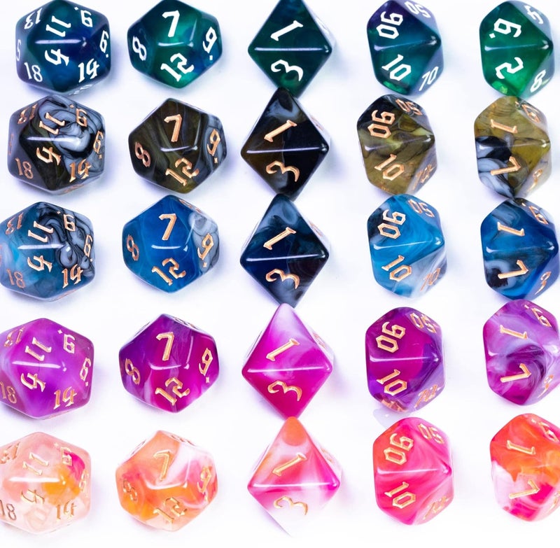 Poludie 5 Sets DND Dice Polyhedral Dice Set (35pcs) with 1 Large Leather Bag, D&D Dice Set for RPG Table Games. (5Sets-Tricolor) - Image 4